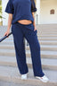 Porter Pinstripe Fleece Pants in Navy