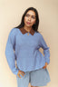 Colbie Polo Sweater in Dusty Blue