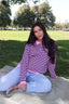Knit Stripe Polo in Pink
