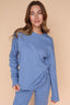 Blaire Polka Dot Pointelle Top in Dusty Blue