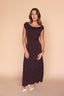 Lorelai Polka Dot Satin Midi Dress in Wine