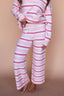 Fuzzy Knit Stripe Pants in Blush