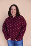 Mae Polka Dot Cardigan in Berry Red