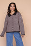 Stripe Cardigan in Chocolate/Pink
