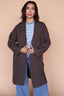 Open Long Knit Coat in Dark Taupe