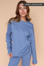 Blaire Polka Dot Pointelle Top in Dusty Blue