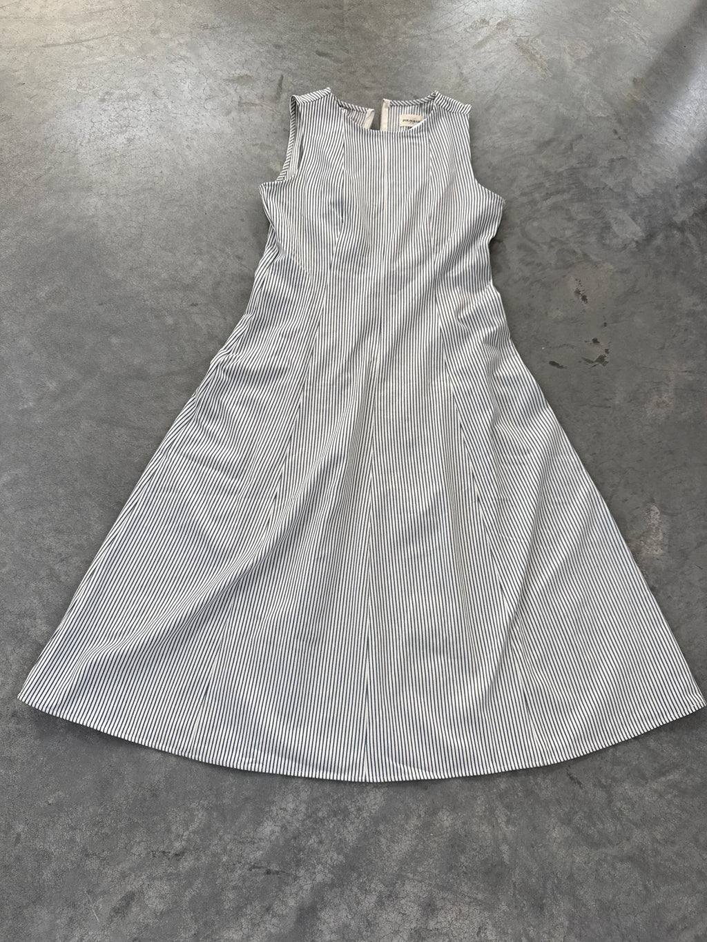 FINAL SALE - FLAWED Laurel Pinstripe Midi in Dusty Blue - Medium