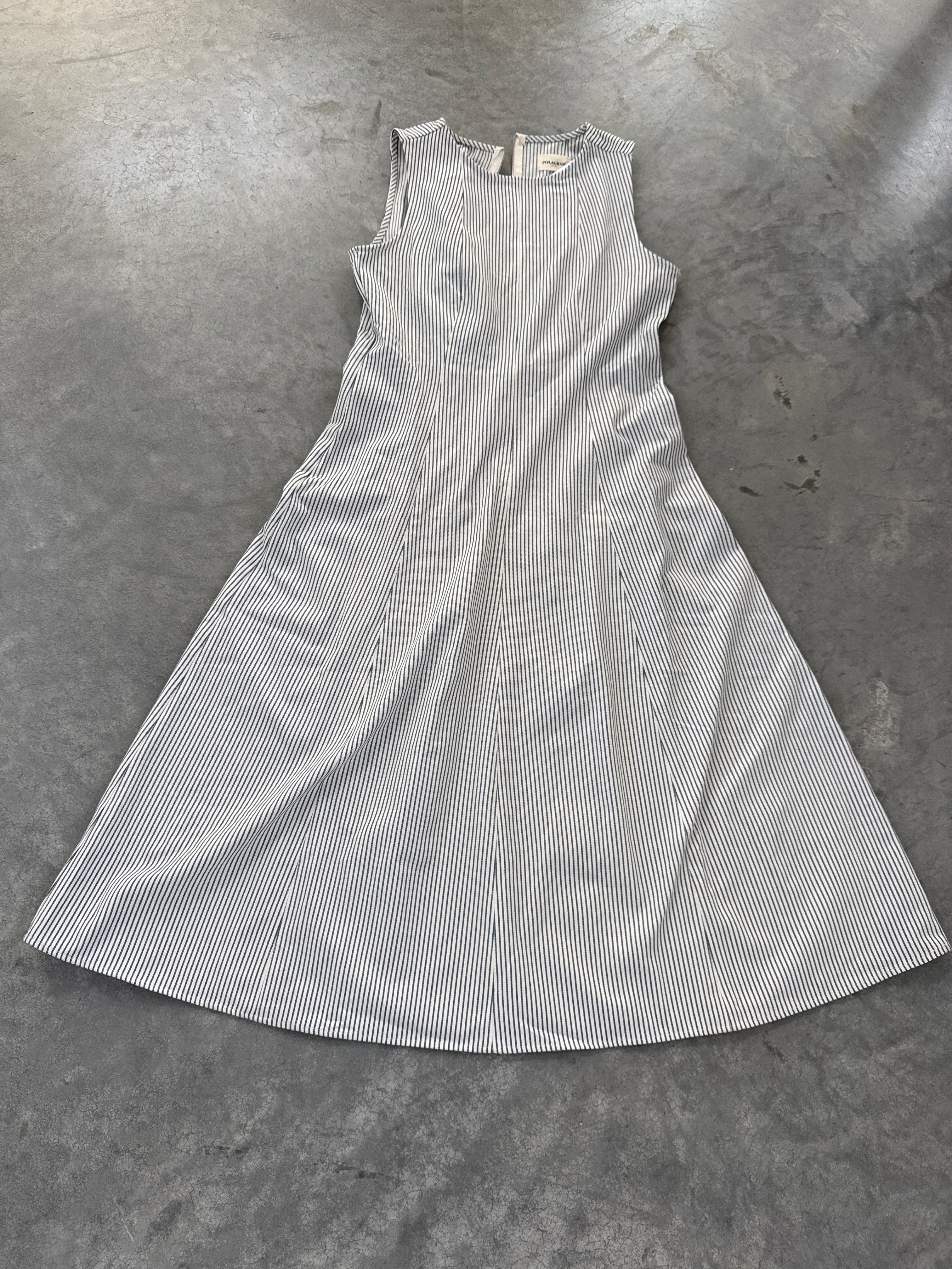 FINAL SALE - FLAWED Laurel Pinstripe Midi in Dusty Blue - Medium