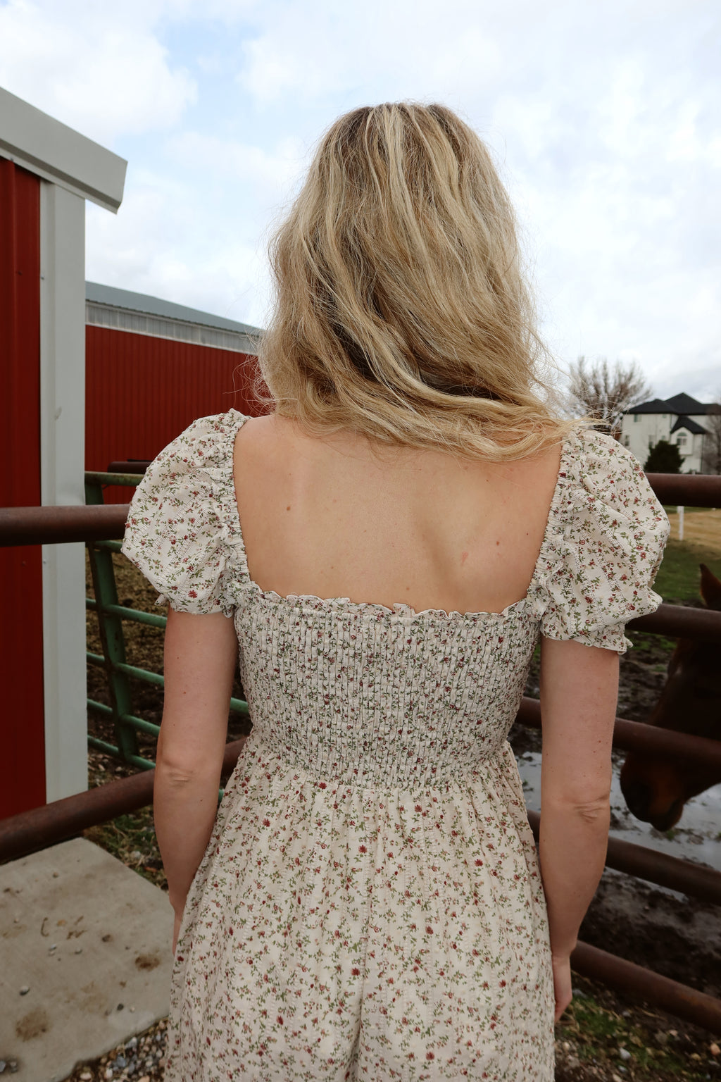 The Brigitte Floral Ivory Midi