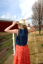 Mesa Braided Denim Vest in Dark Wash