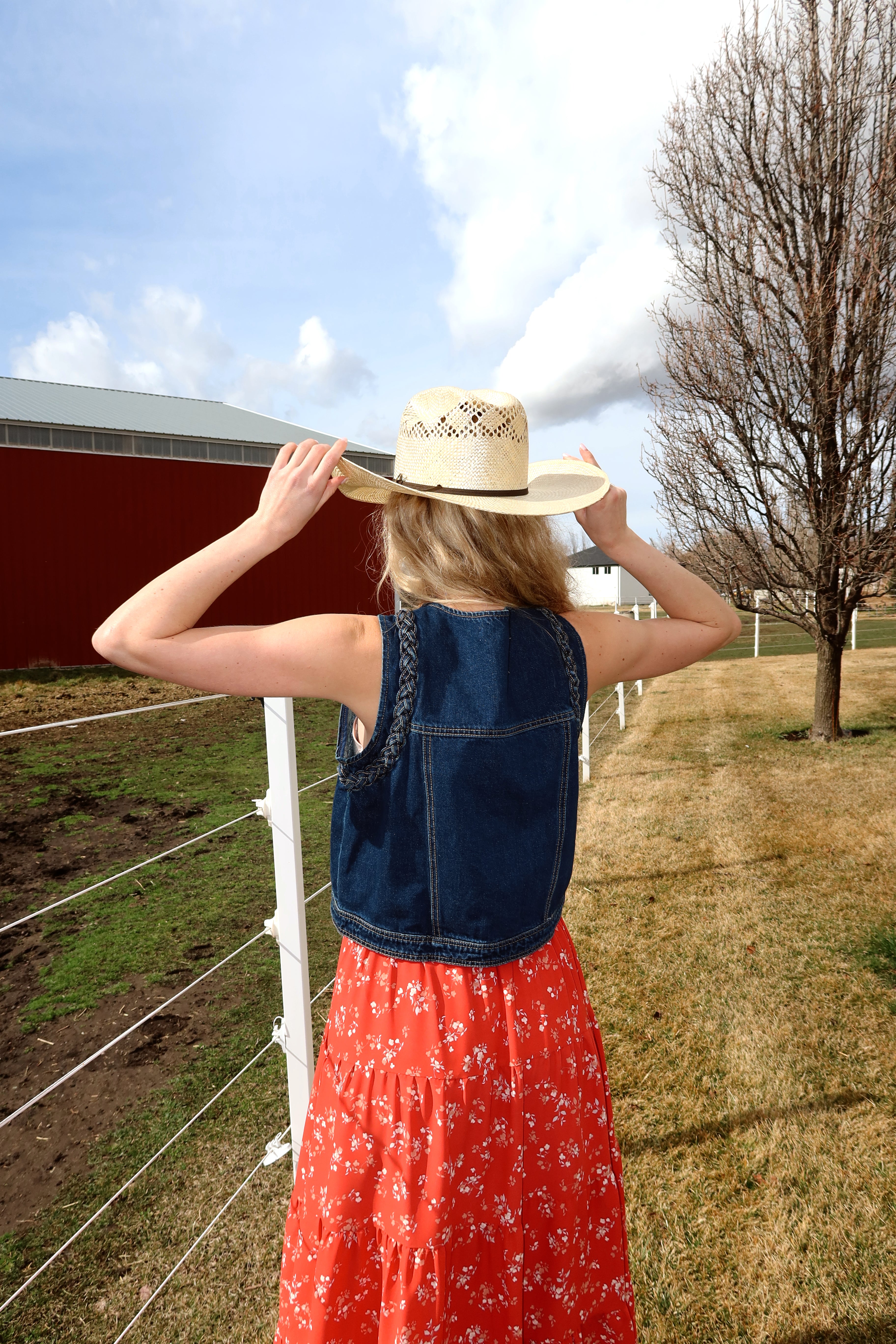 Mesa Braided Denim Vest in Dark Wash