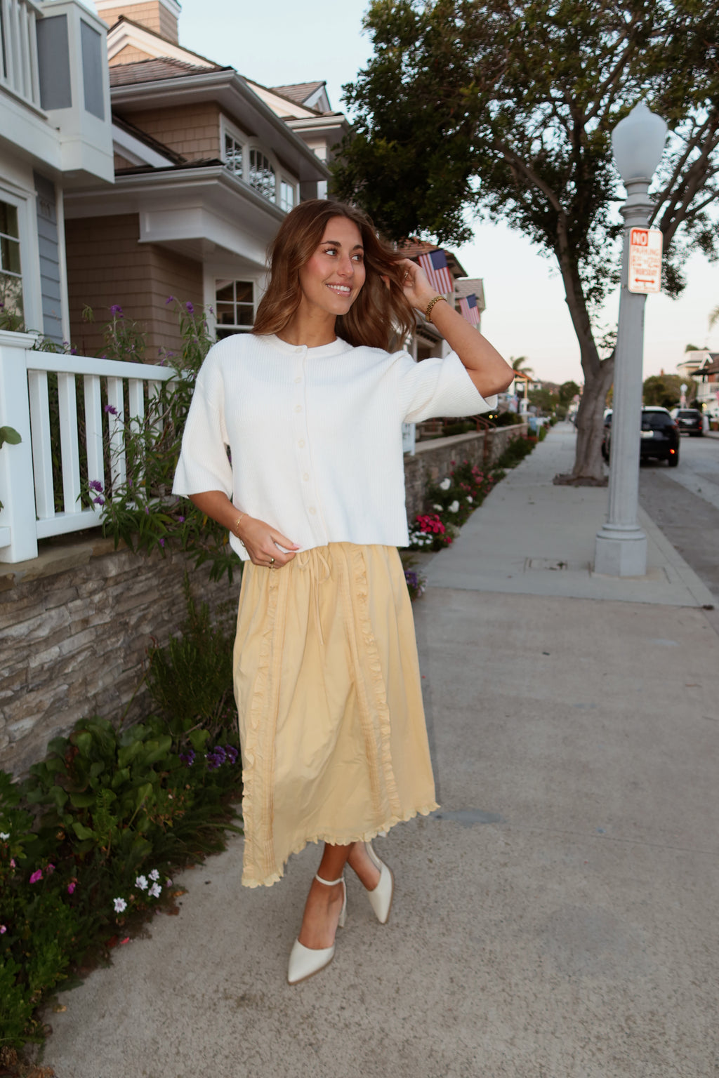 Hattie Cotton Apron Skirt in Honey