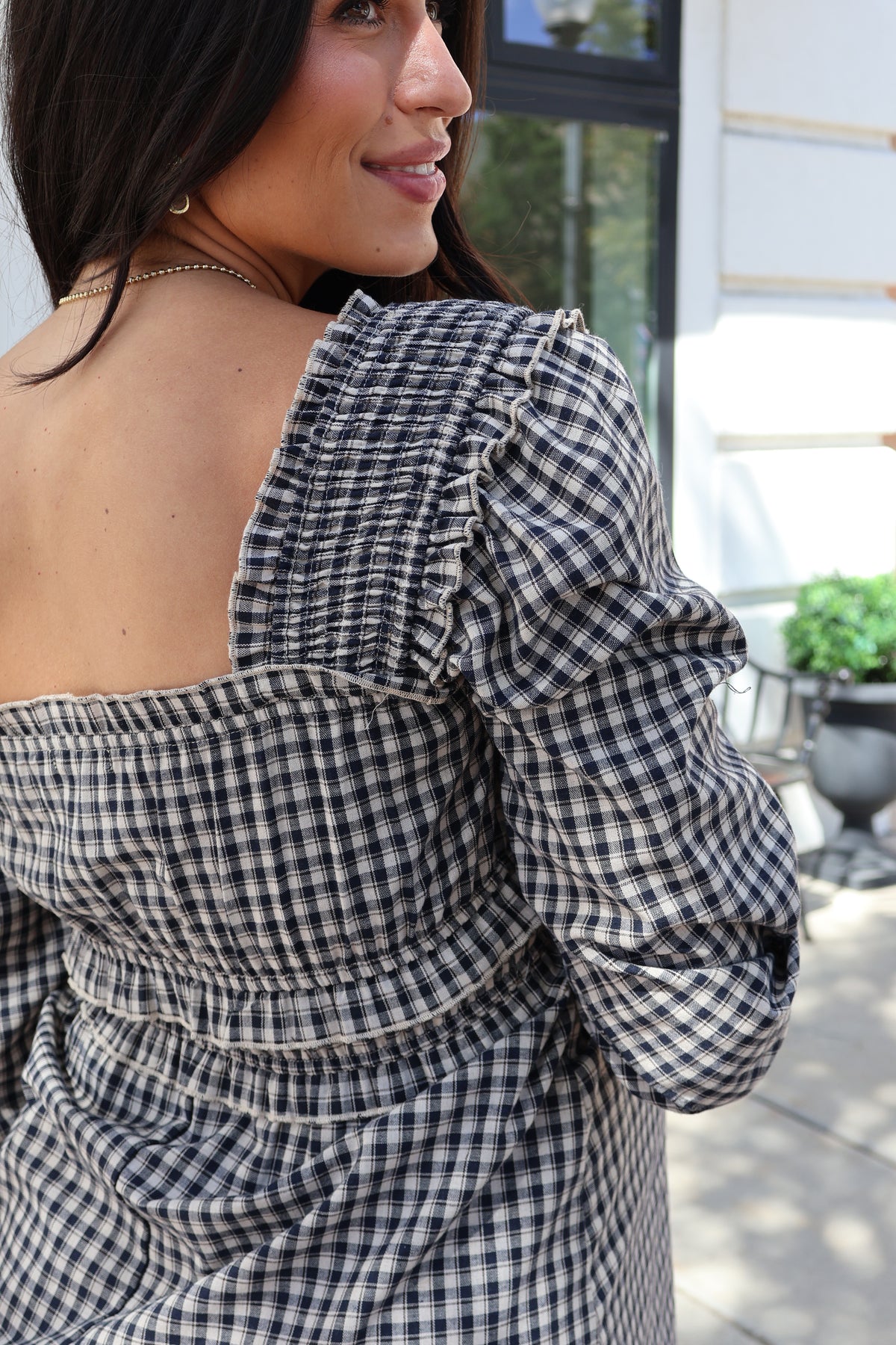 Plaid Dress in Navy Secondary image