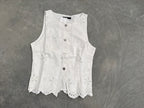 FINAL SALE - FLAWED Greta Eyelet Vest in White - Medium