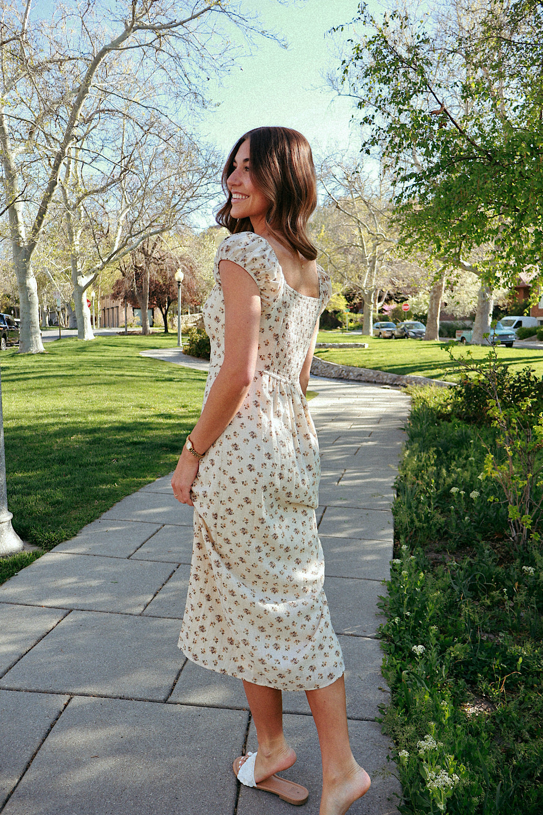 Sweet Dreams Floral Dress in Oatmeal