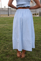 Sandie Pinstripe Skirt in Blue