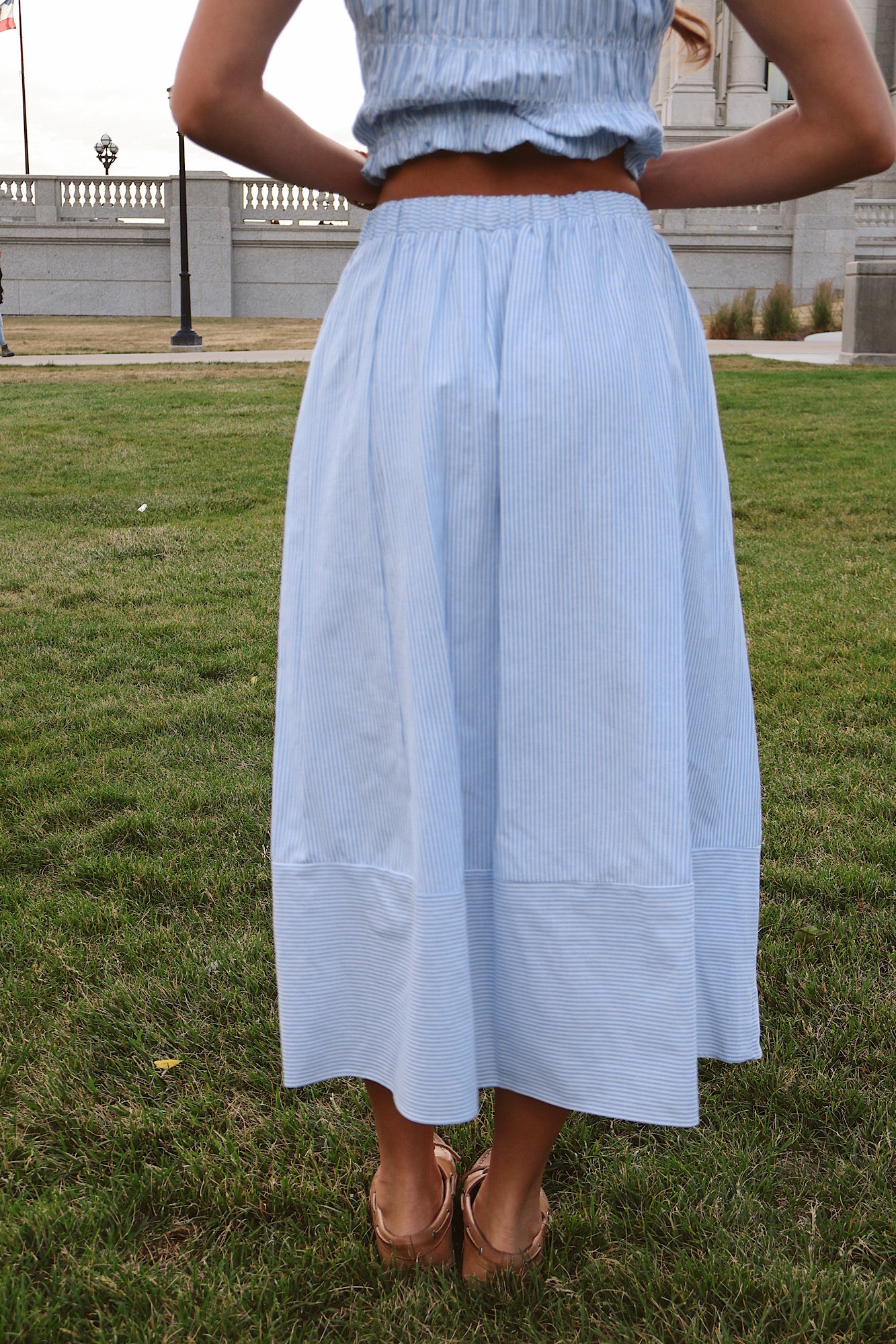 Sandie Pinstripe Skirt in Blue