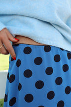 Jodi Dotted Mesh Skirt in Blue
