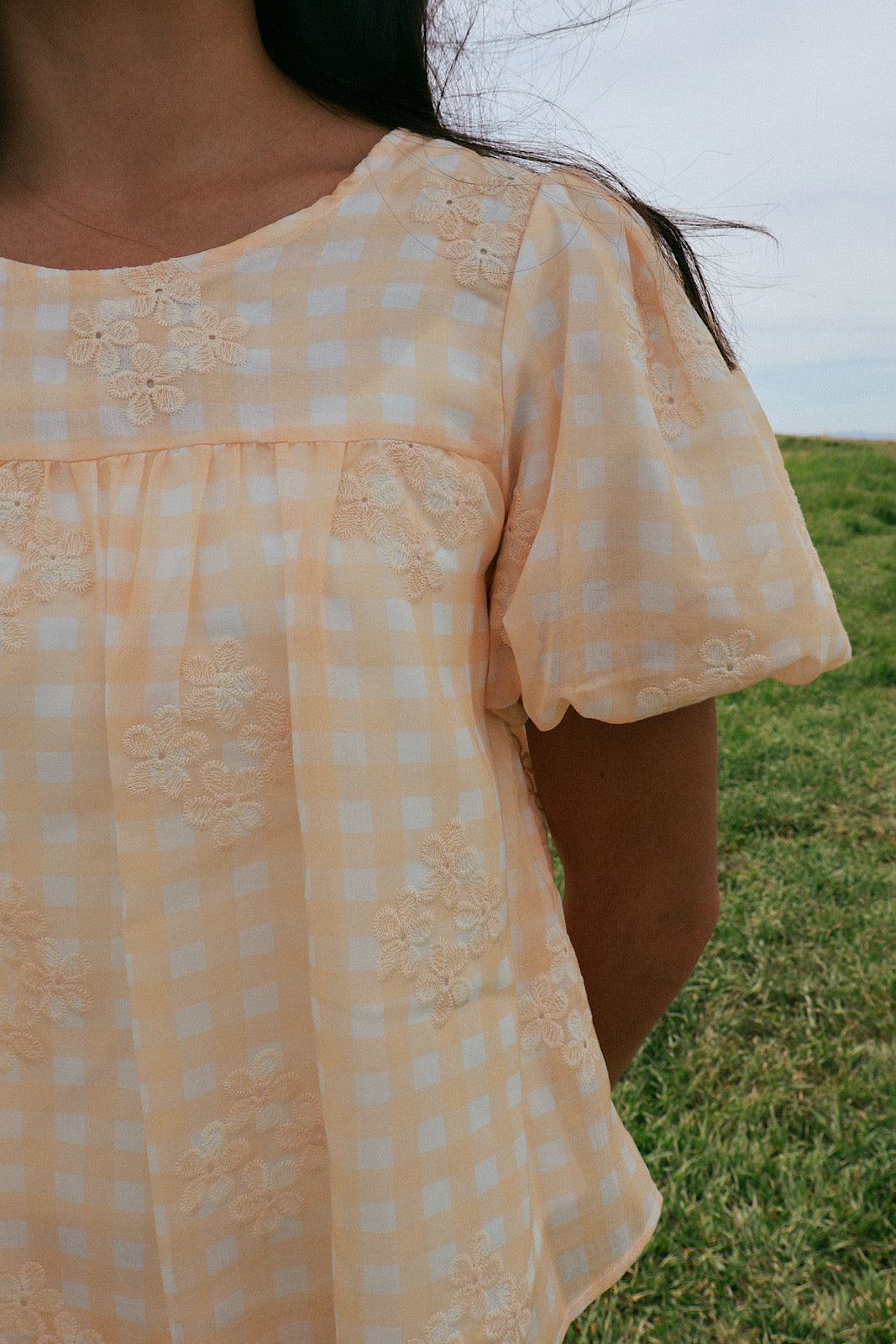 Holland Embroidered Gingham Blouse