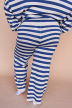 Gigi Stripe Knit Pants in Dusty Blue/Cream