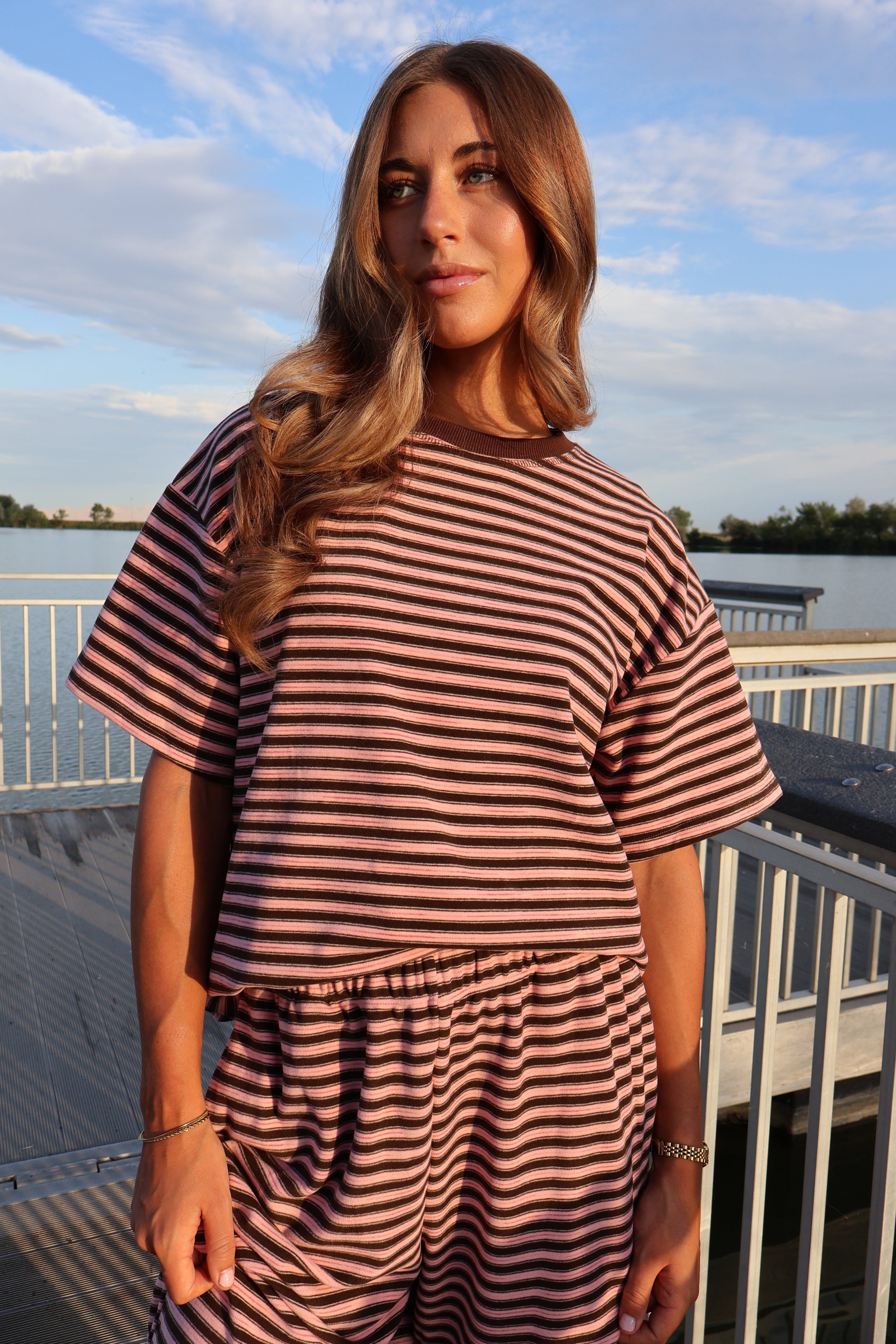 Cameron Fleece Stripe Tee