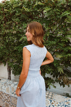 Tilly Gingham Midi in Light Blue