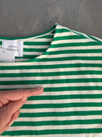 FINAL SALE - FLAWED Lauren Stripe Top in Green - M/L