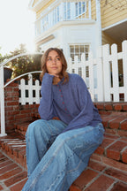 FINAL SALE - Piper HEART Cardigan in Denim Blue