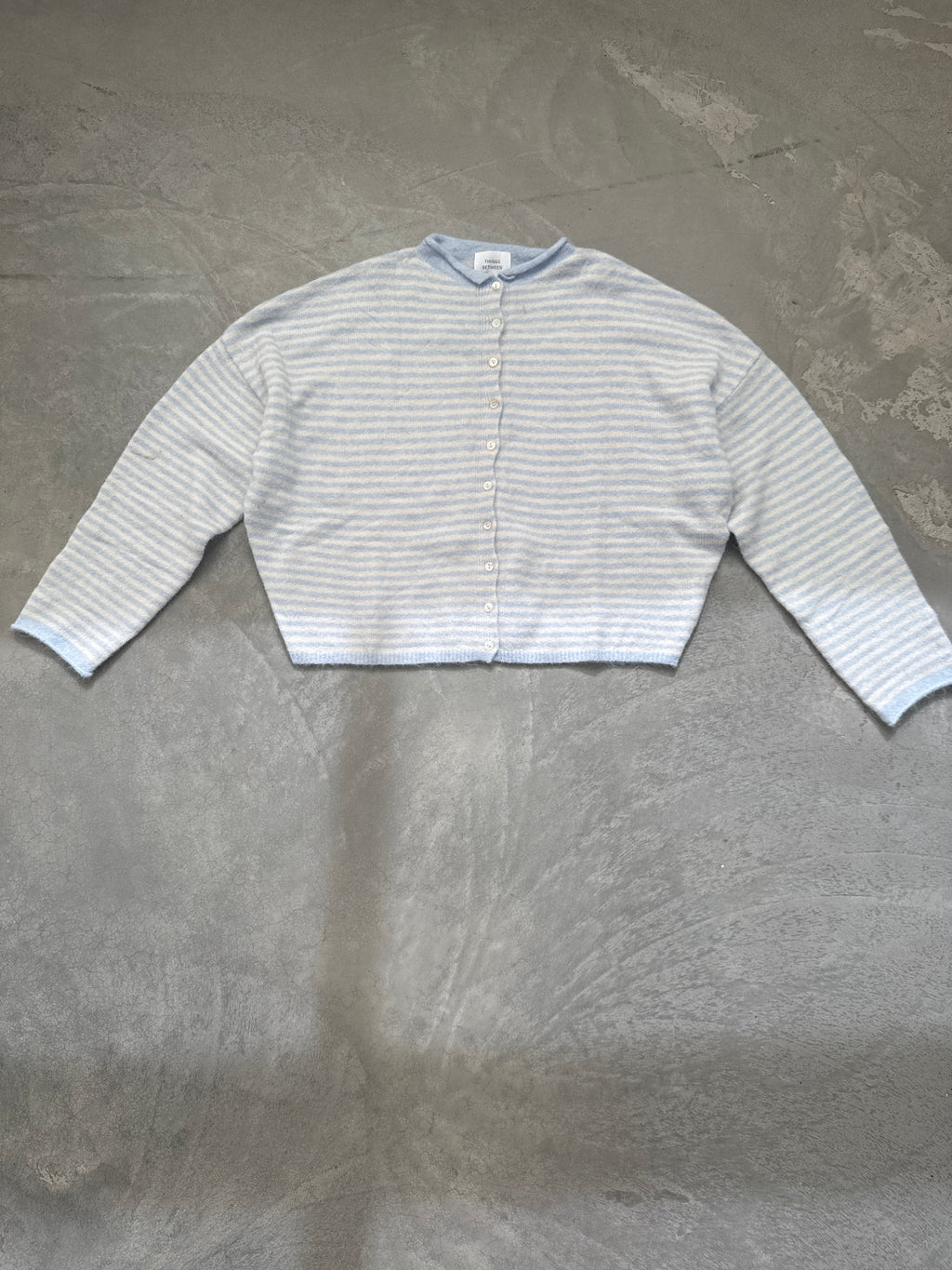 FINAL SALE - FLAWED Piper Cardigan in Baby Blue Stripes - Small