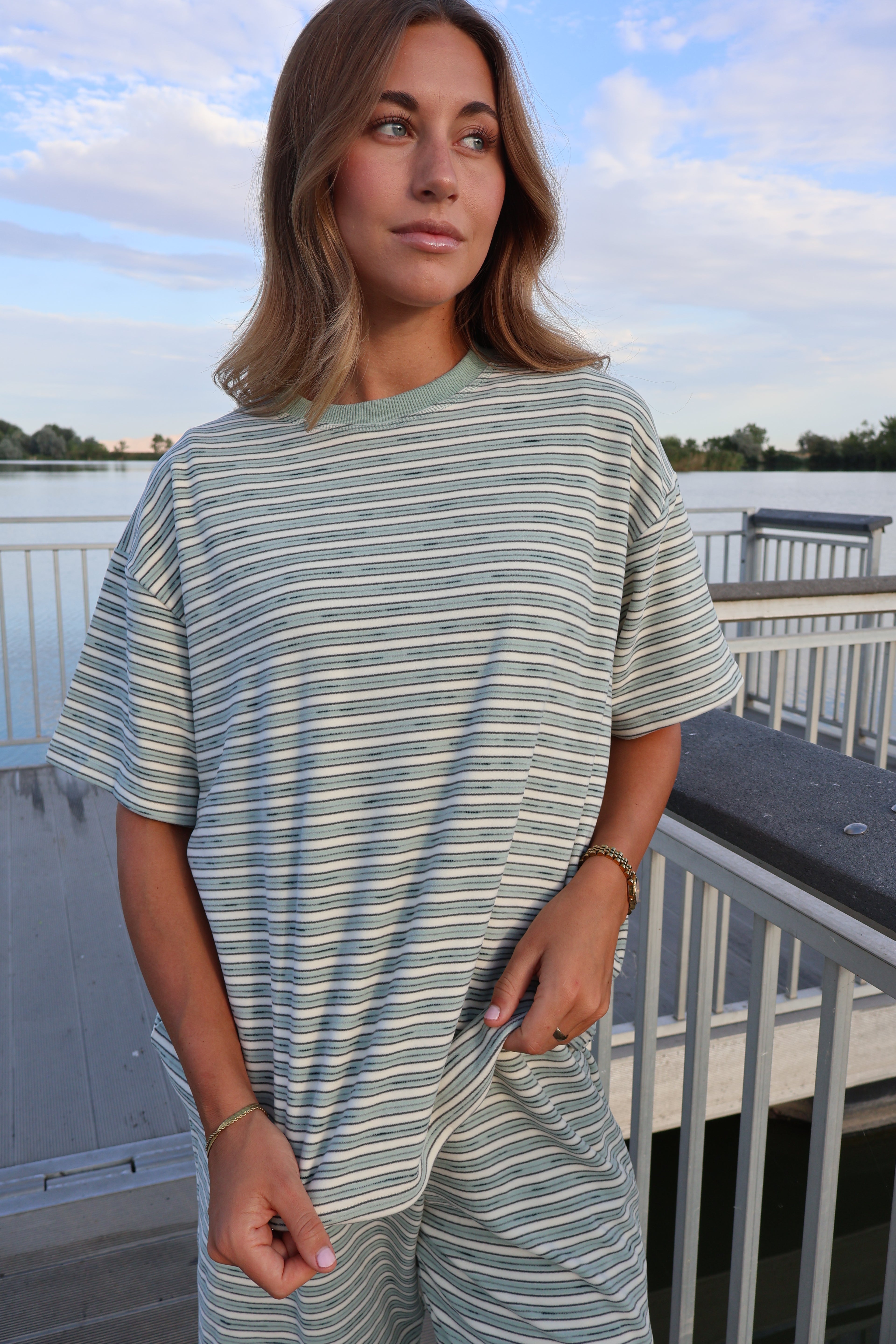 Cameron Fleece Stripe Tee