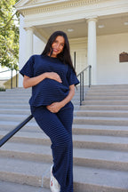 Porter Pinstripe Fleece Tee in Navy