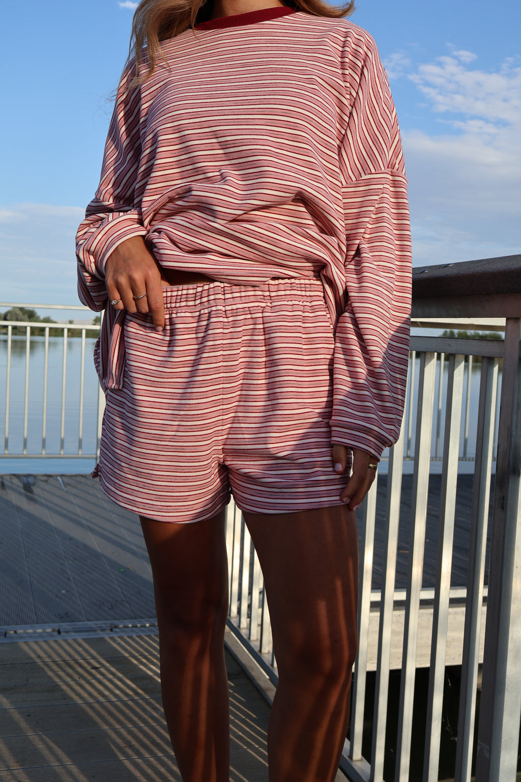 Cameron Stripe Fleece Shorts