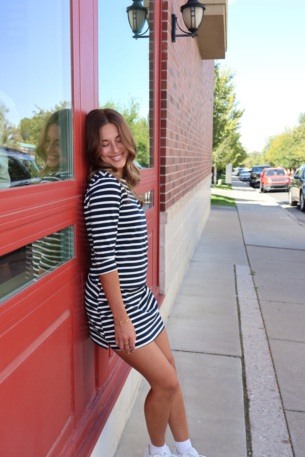 Stripe Boatneck Top in Navy