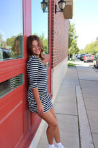 Stripe Boatneck Top in Navy