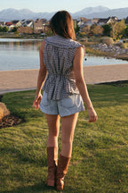 Eloise Plaid Tank with Collar