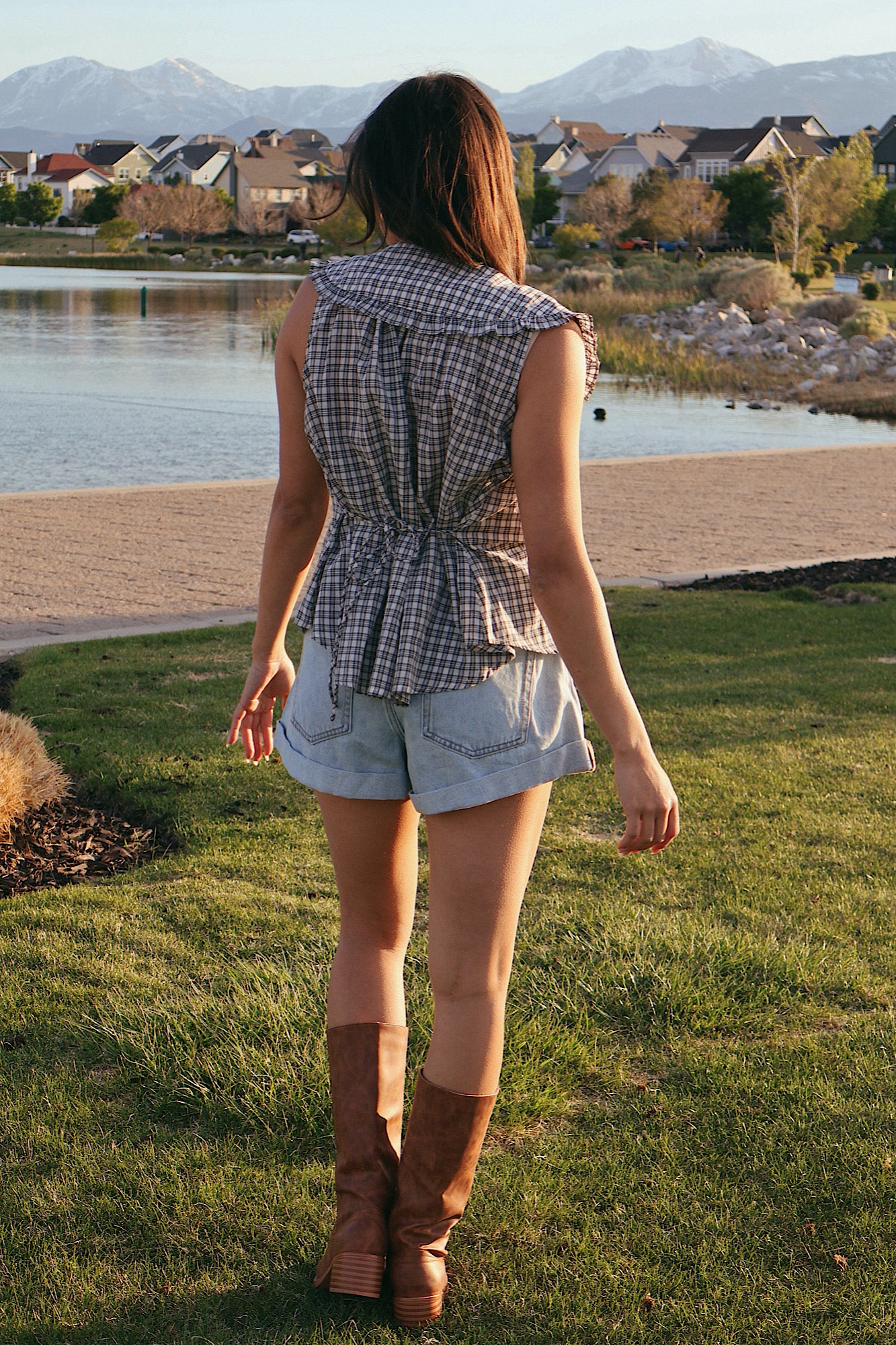 Eloise Plaid Tank with Collar