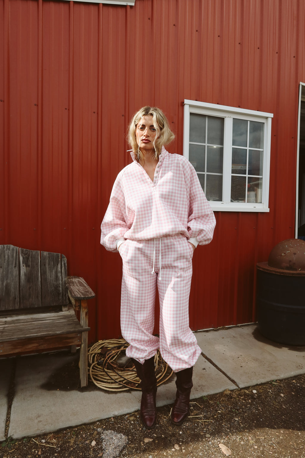 Dolly Gingham Pullover in Pink