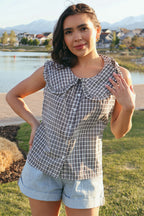 Eloise Plaid Tank with Collar
