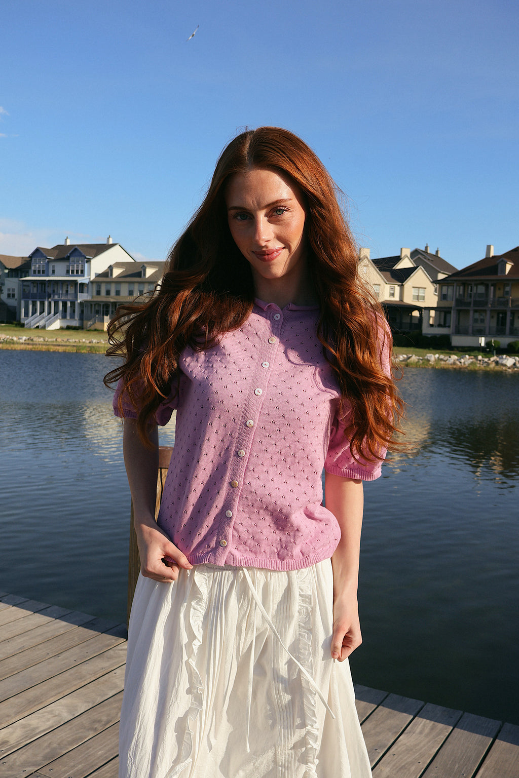 Seaside Sorbet Pointelle Cardigan