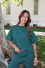 Terry Stripe Tee in Hunter Green