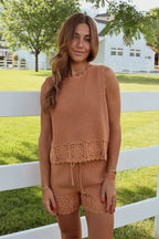 Tera Crochet Shorts in Dusty Apricot