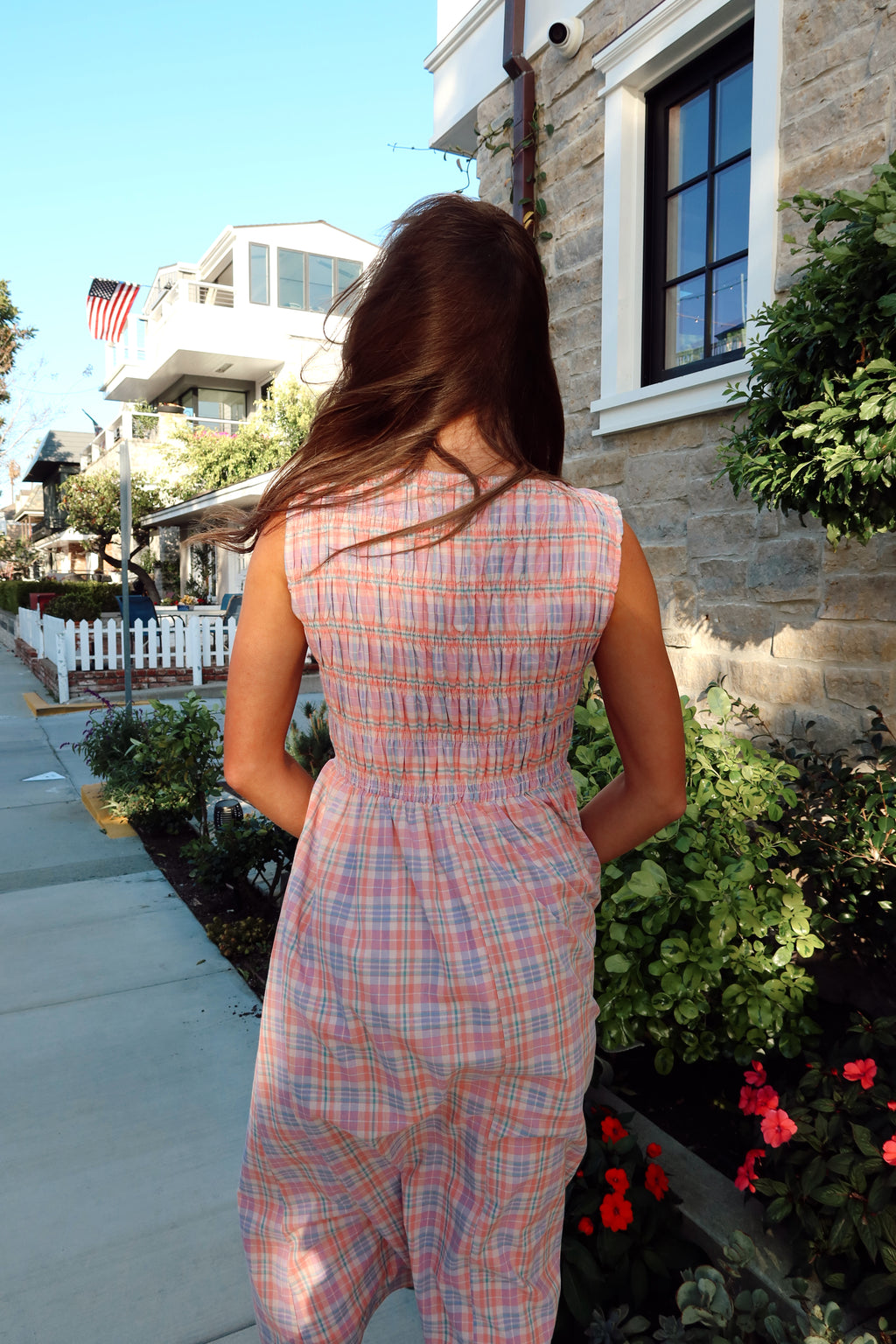 Magnolia Plaid Smocked Midi