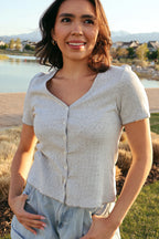 Leslie Pointelle V-Neck Tee