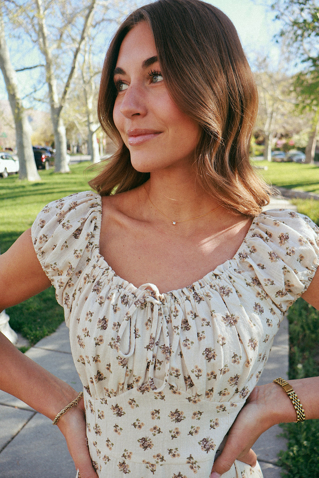 Sweet Dreams Floral Dress in Oatmeal