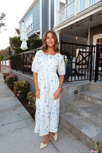 Delft Bloom Smocked Midi