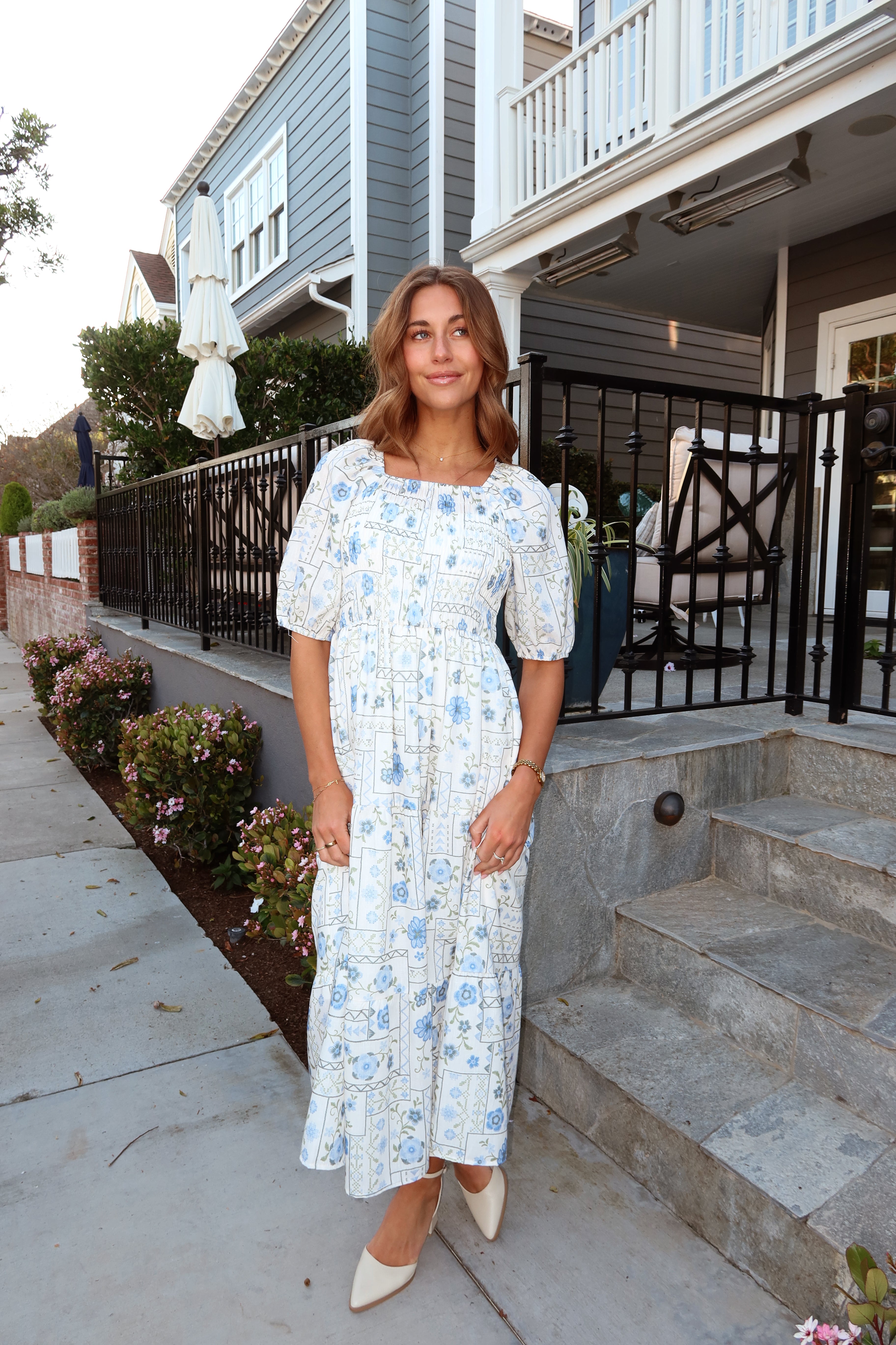 Delft Bloom Smocked Midi