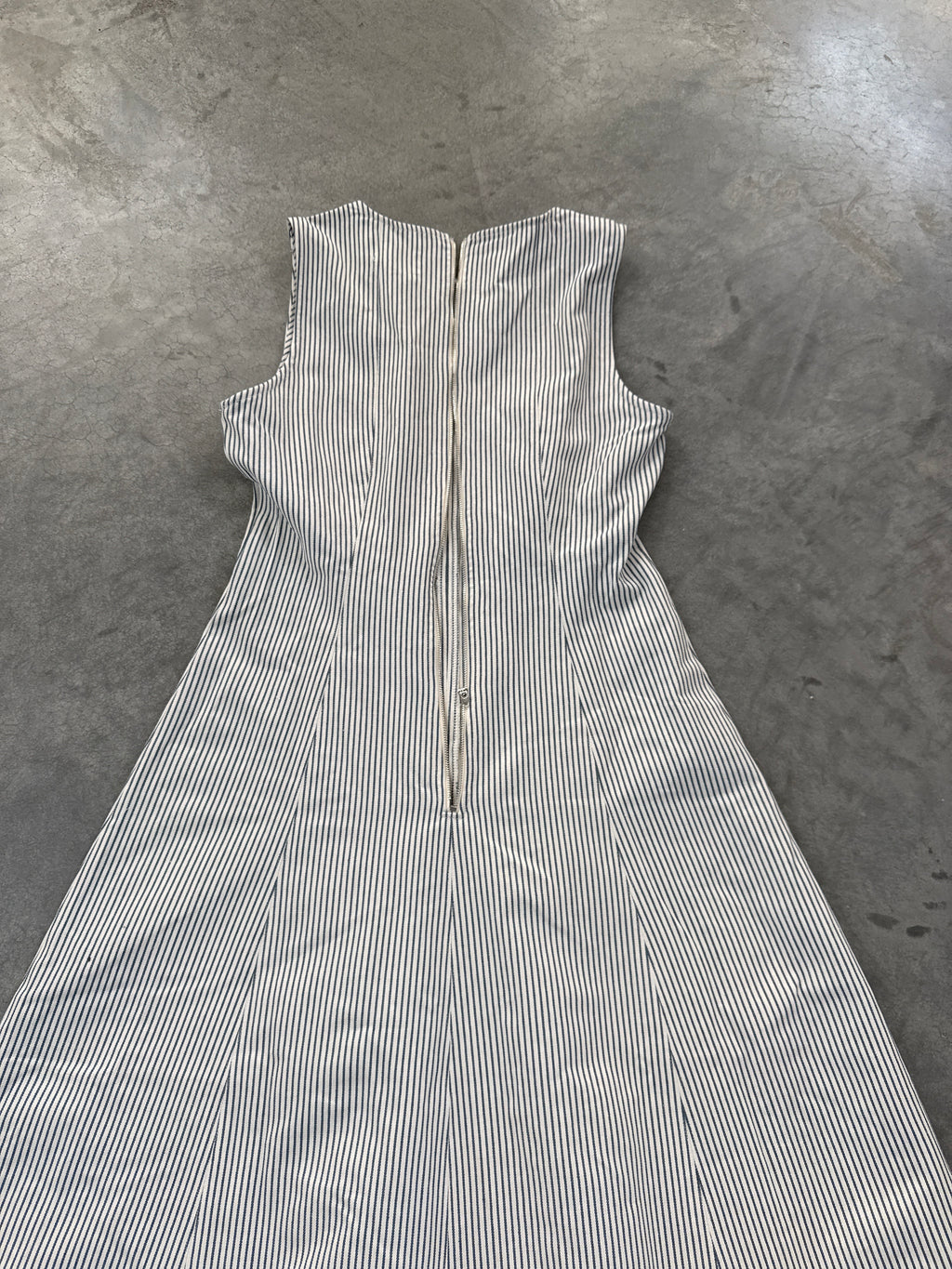 FINAL SALE - FLAWED Laurel Pinstripe Midi in Dusty Blue - Medium