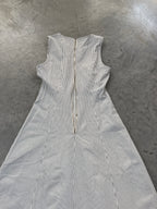 FINAL SALE - FLAWED Laurel Pinstripe Midi in Dusty Blue - Medium