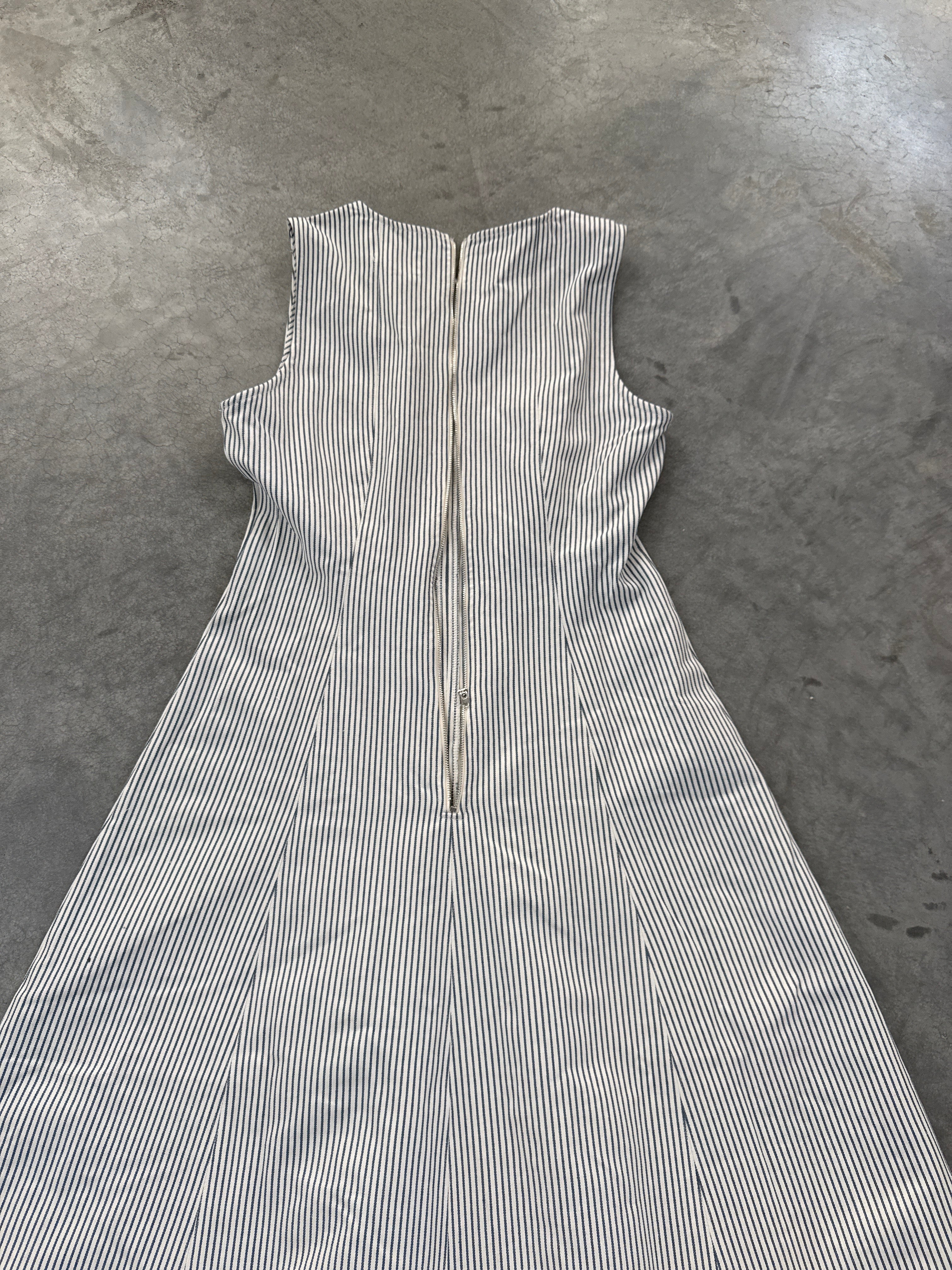 FINAL SALE - FLAWED Laurel Pinstripe Midi in Dusty Blue - Medium