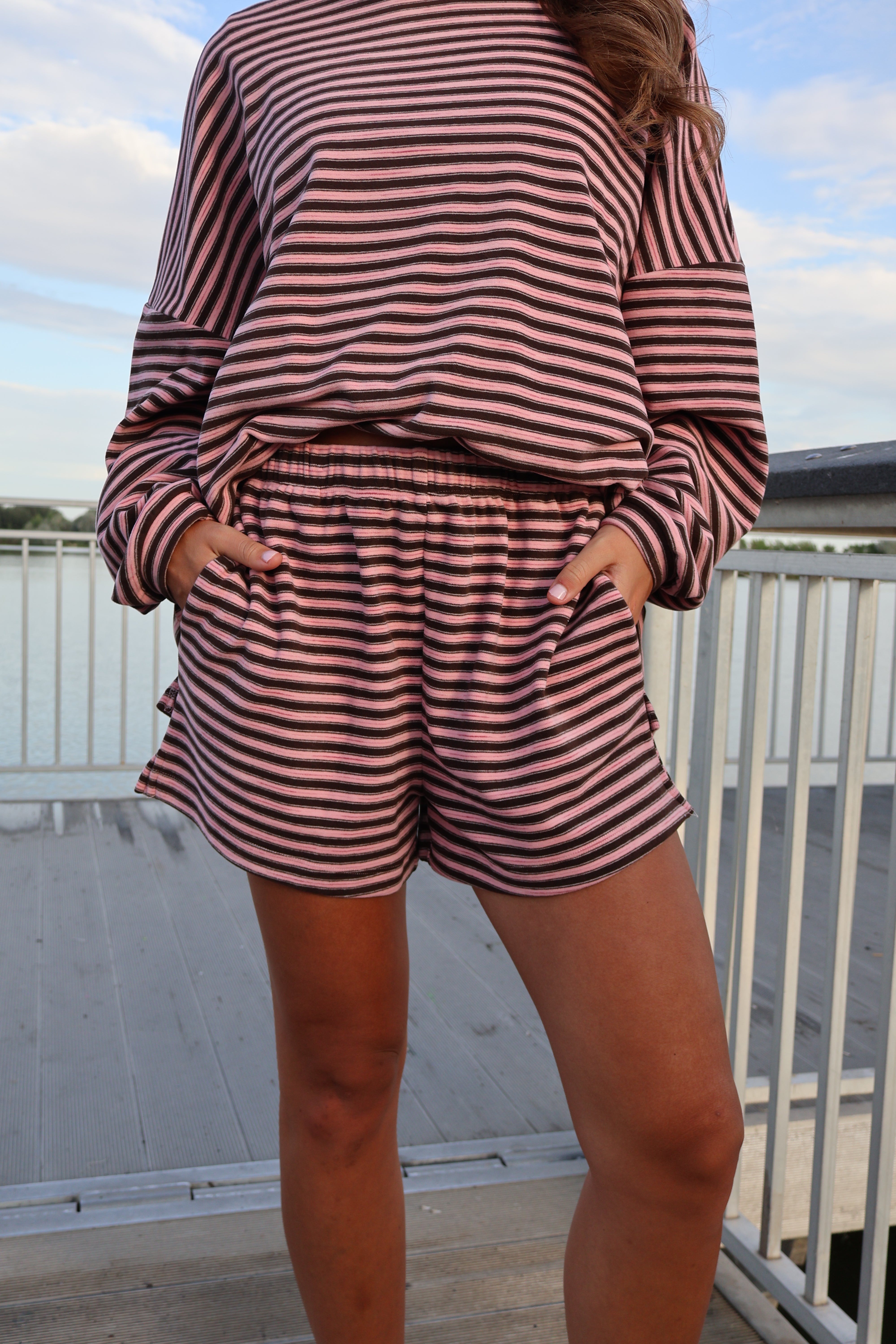 Cameron Stripe Fleece Shorts Secondary image